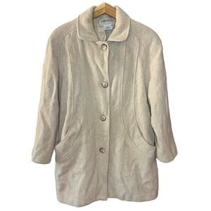 Cabin Creek Vintage Oatmeal Cream Wool Blend Classic Lined Pea Coat Size 14